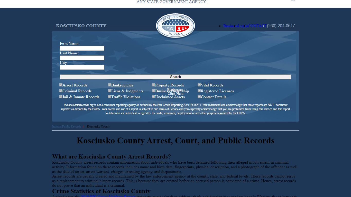 Kosciusko County Arrest, Court, and Public Records