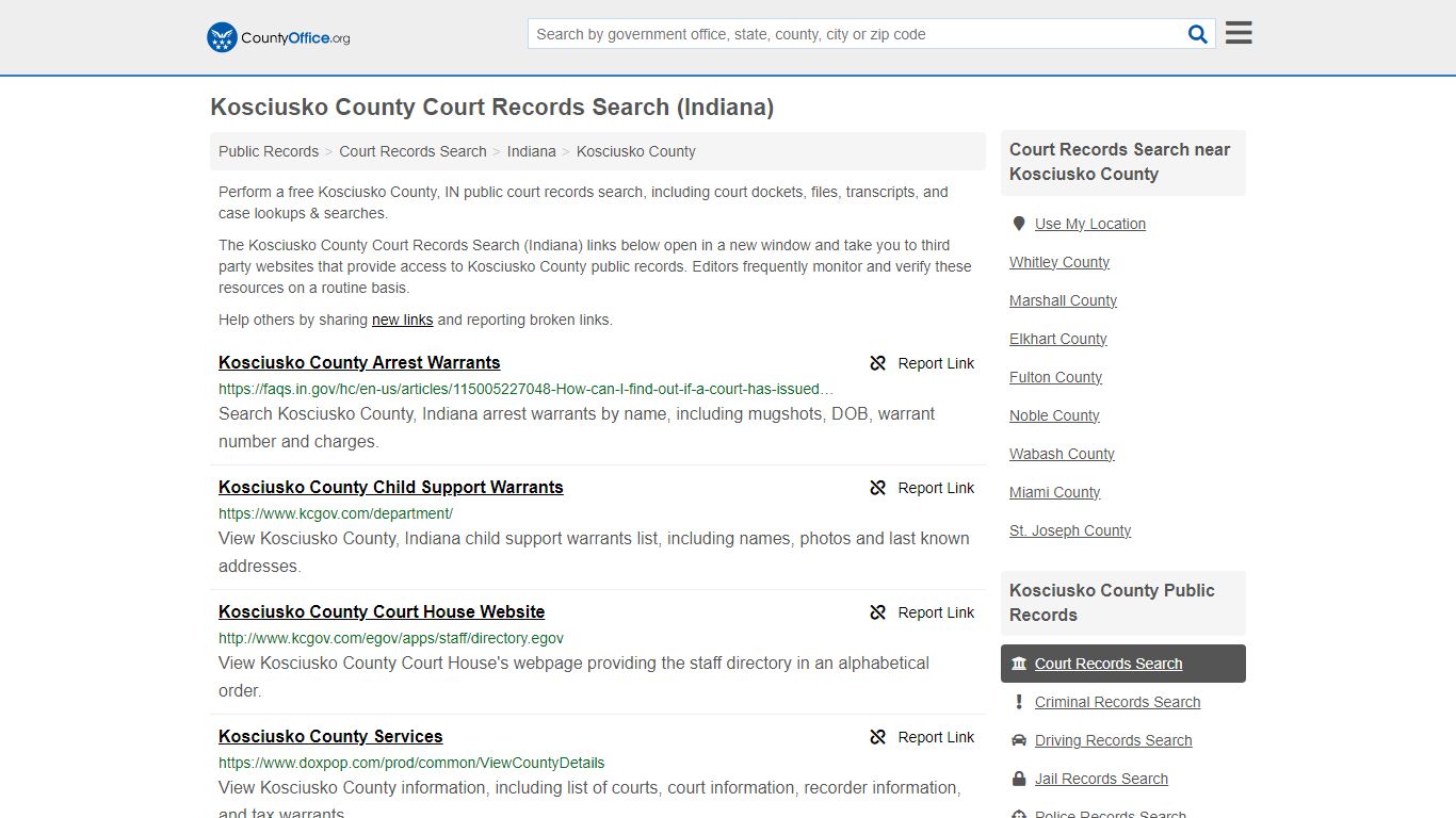 Kosciusko County Court Records Search (Indiana) - County Office