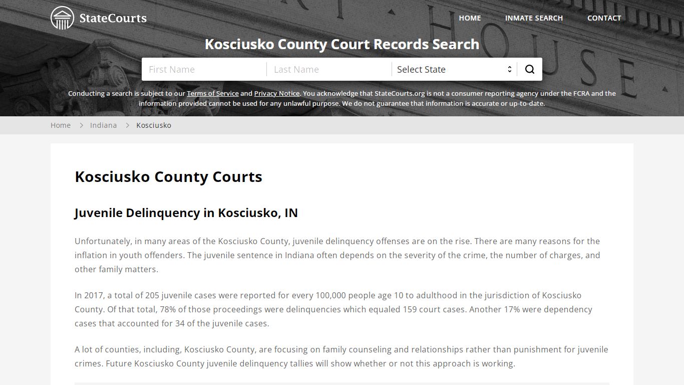 Kosciusko County, IN Courts - Records & Cases - StateCourts